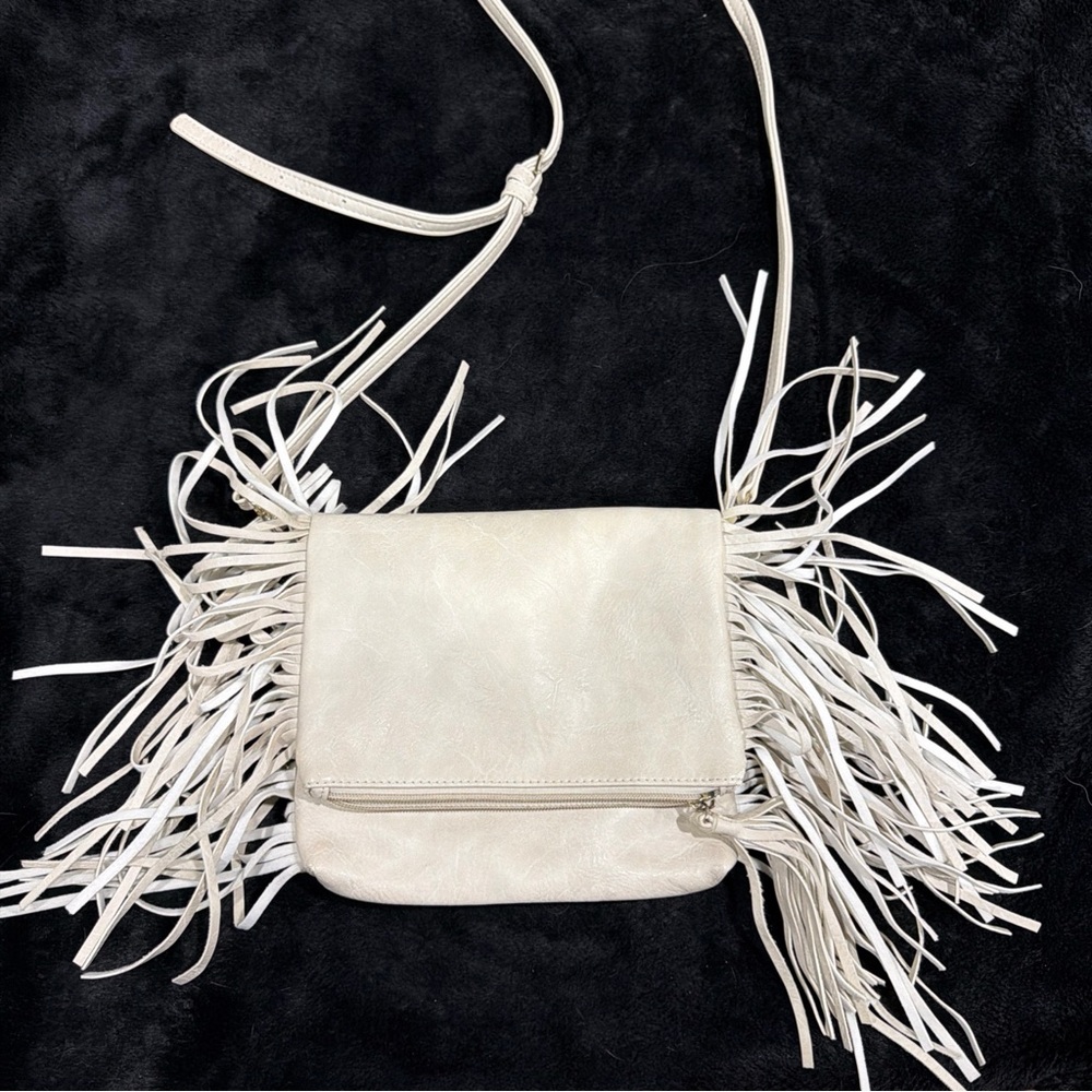 Vieta Stylish White Fringe Crossbody Bag